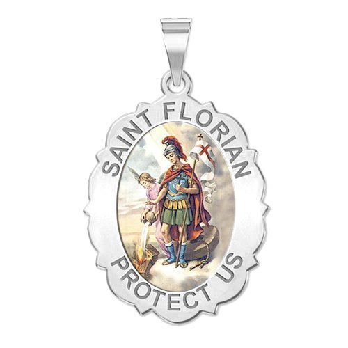 Saint Florian Scalloped Medal "Color"