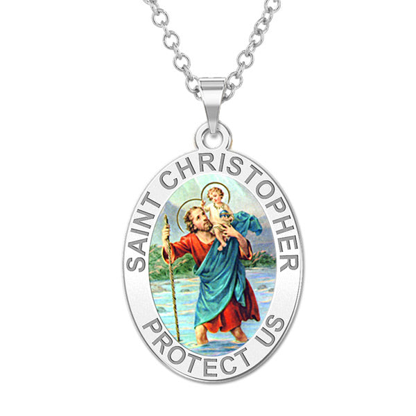 Saint Christopher OVAL Medal "Color"