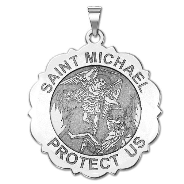 Saint Michael Scalloped Round Medal