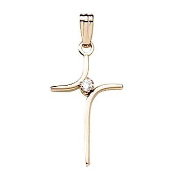 14K Yellow Gold Solid Cross Pendant