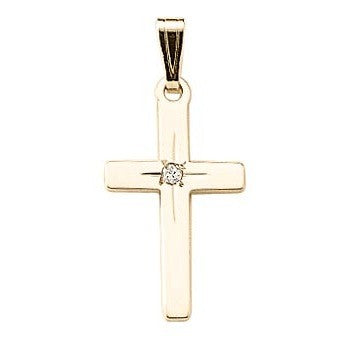 14K Yellow or White Gold Solid Cross Pendant