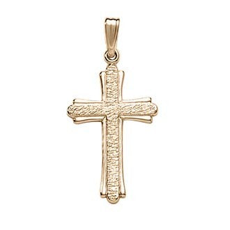 14K Yellow or White Gold Solid Ribbed Cross Pendant
