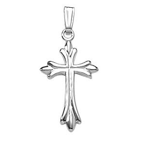 14K Yellow or White Gold Solid Fancy Cross Pendant