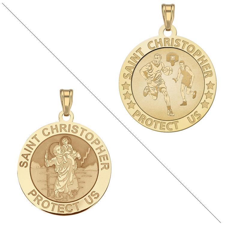 Basketball - Saint Christopher Doubledside Sports Religious Medal "EXCLUSIVE"