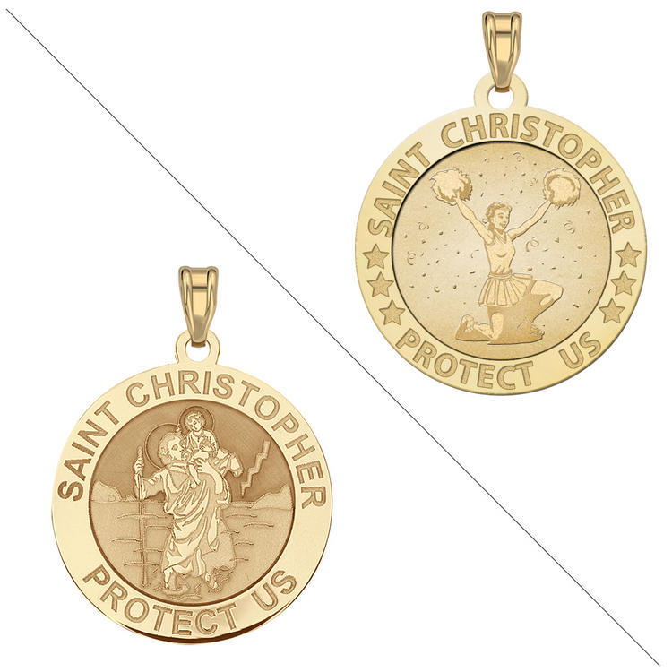 Cheerleader - Saint Christopher Doubledside Sports Religious Medal "EXCLUSIVE"