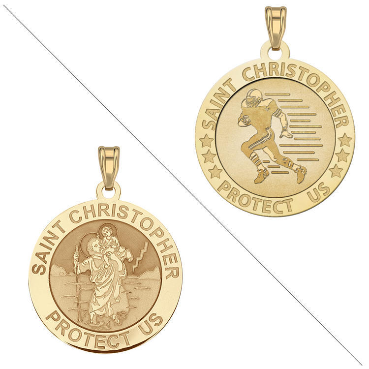 Football - Saint Christopher Doubledside Sports Religious Medal "EXCLUSIVE"
