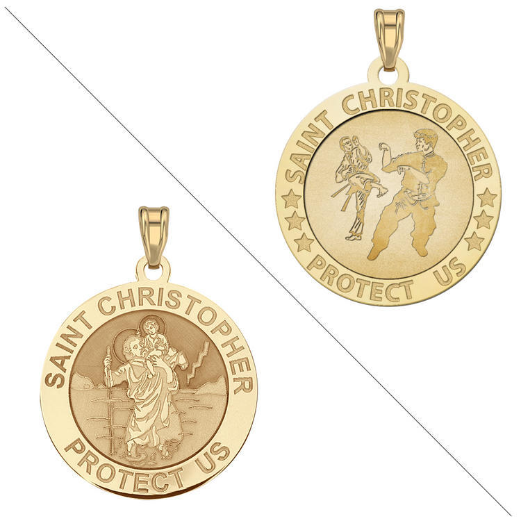 Martial Arts - Saint Christopher Doubledside Sports Religious Medal "EXCLUSIVE"