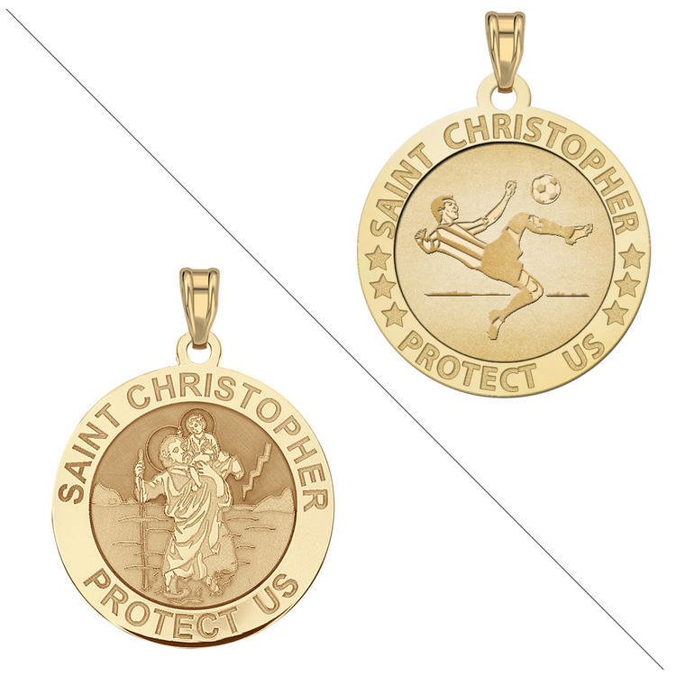 Soccer - Saint Christopher Doubledside Sports Religious Medal "EXCLUSIVE"