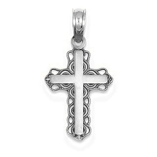 Budded Cross Charm - Silver/Stainless