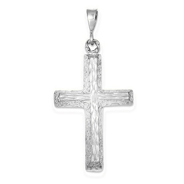 Diamond-cut Cross Charm - Silver/Stainless