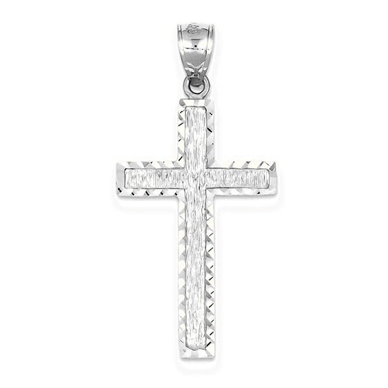 Diamond-cut Cross Pendant - Silver/Stainless