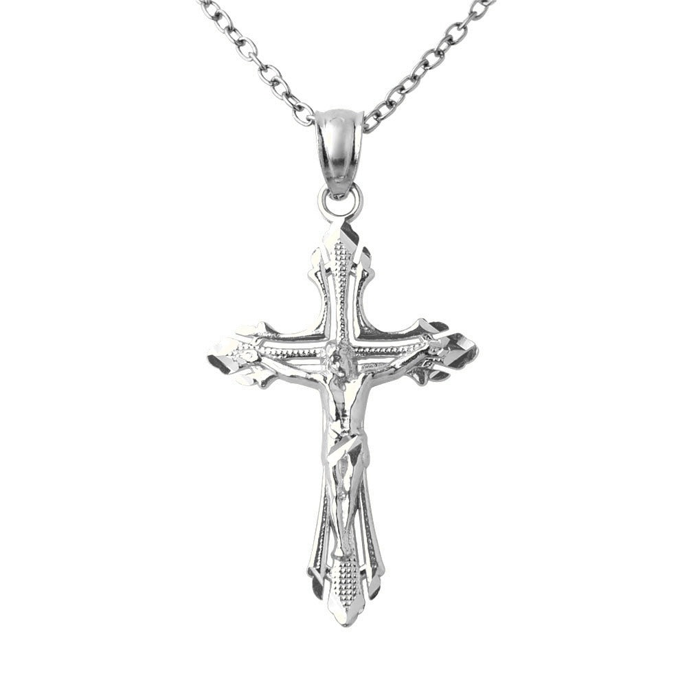 Diamond-cut Crucifix Pendant - Silver/Stainless