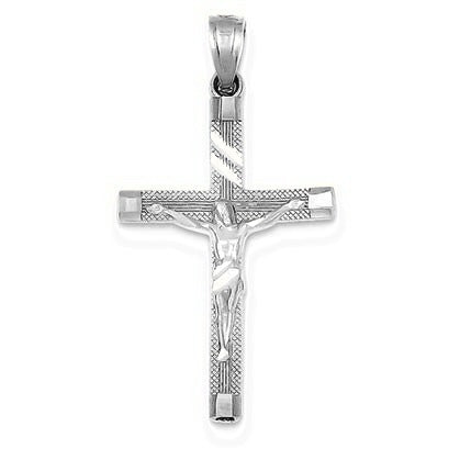 Diamond-cut Fancy Tipped Crucifix Pendant - Silver/Stainless