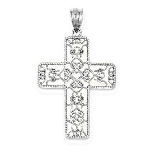 Filigree Mirror Cross Pendant - Silver/Stainless
