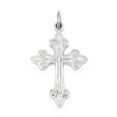 Fleur De Lis Cross Pendant - Silver/Stainless