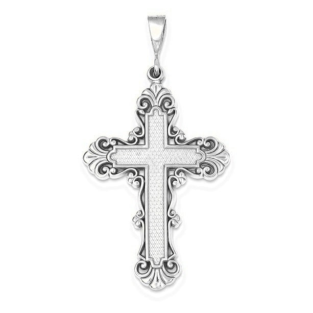 Fleur De Lis Cross Pendant - Silver/Stainless