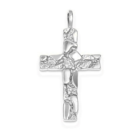 Nugget Cross Pendant - Silver/Stainless