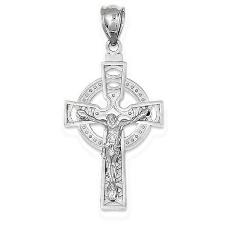 Polished Celtic Crucifix Pendant - Silver/Stainless