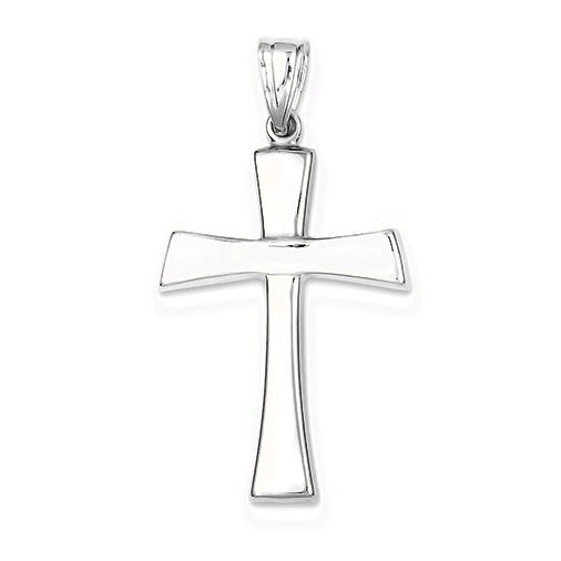 Rhodium Polished Cross Pendant - Silver/Stainless