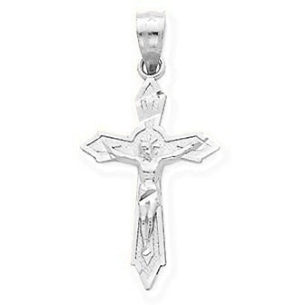 Satin & Diamond-cut Crucifix Charm - Silver/Stainless