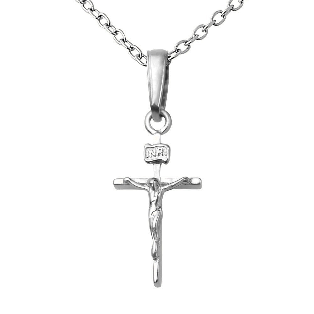 Small INRI Crucifix Pendant - Silver/Stainless