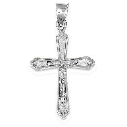 Textured Crucifix Pendant - Silver/Stainless