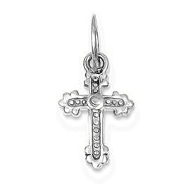 Tiny Budded Cross Charm - Silver/Stainless