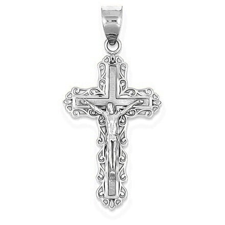 Tri-color Diamond-cut Crucifix Pendant - Silver/Stainless