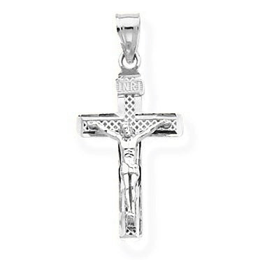 D/C Small Block Lattice Cross w/Crucifix Pendant - Silver/Stainless
