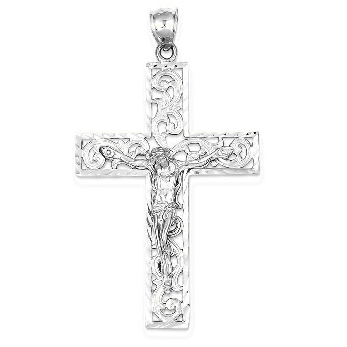 Diamond-cut Crucifix Pendant - Silver/Stainless