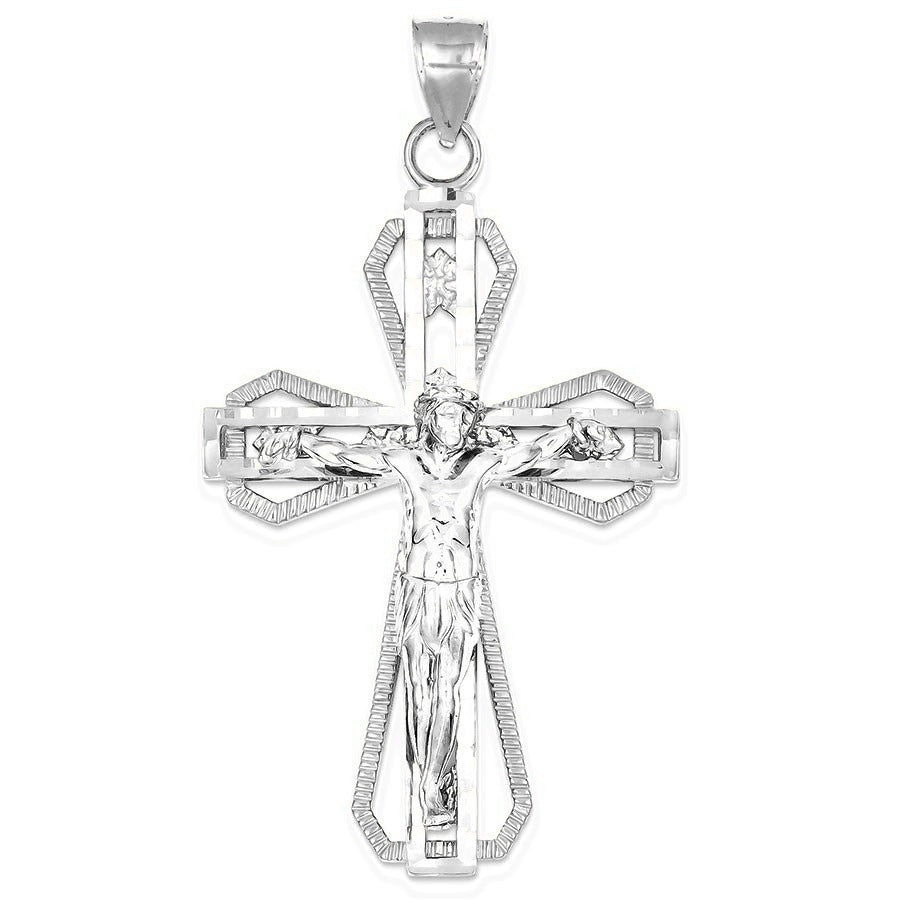 Diamond-cut Crucifix Pendant - Silver/Stainless