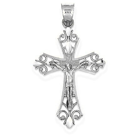 Diamond-cut Crucifix Pendant - Silver/Stainless