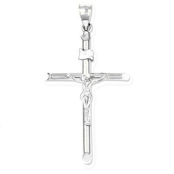 Rhodium INRI Crucifix Pendant - Silver/Stainless