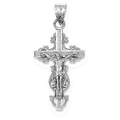 Small Narrow Cross w/Crucifix Pendant - Silver/Stainless