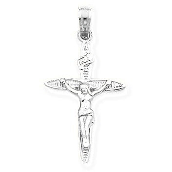 w/Rhodium INRI Crucifix Charm - Silver/Stainless