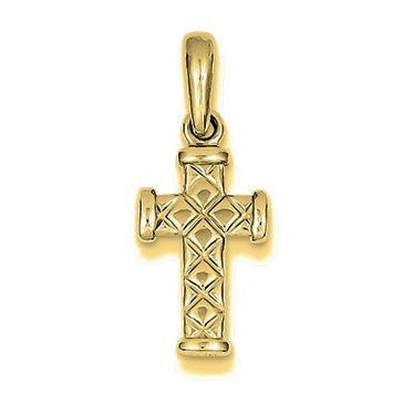 Reversible Quilted Cross Pendant - Gold