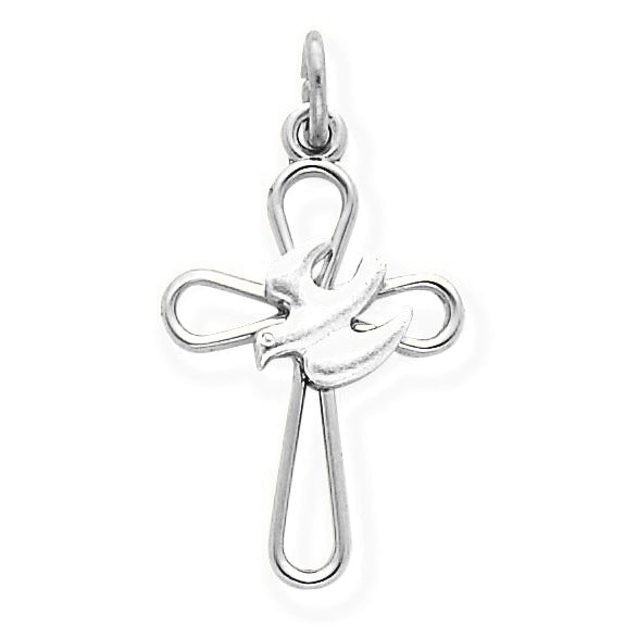Gold-plated & Holy Spirit Cross with Dove Charm - Silver/Stainless