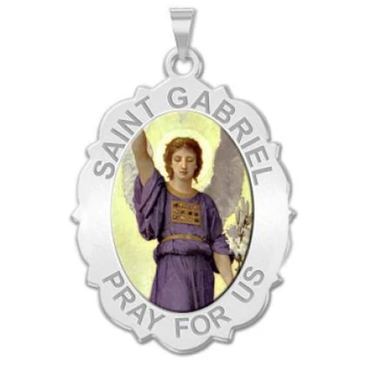 Saint Gabriel Scalloped Medal "Color"