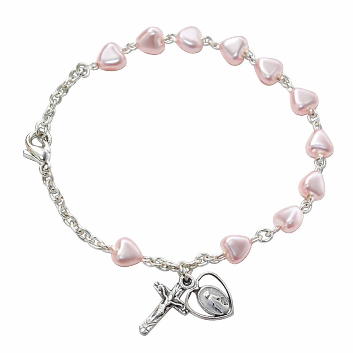 6 1/2" PINK HEART BRACELET