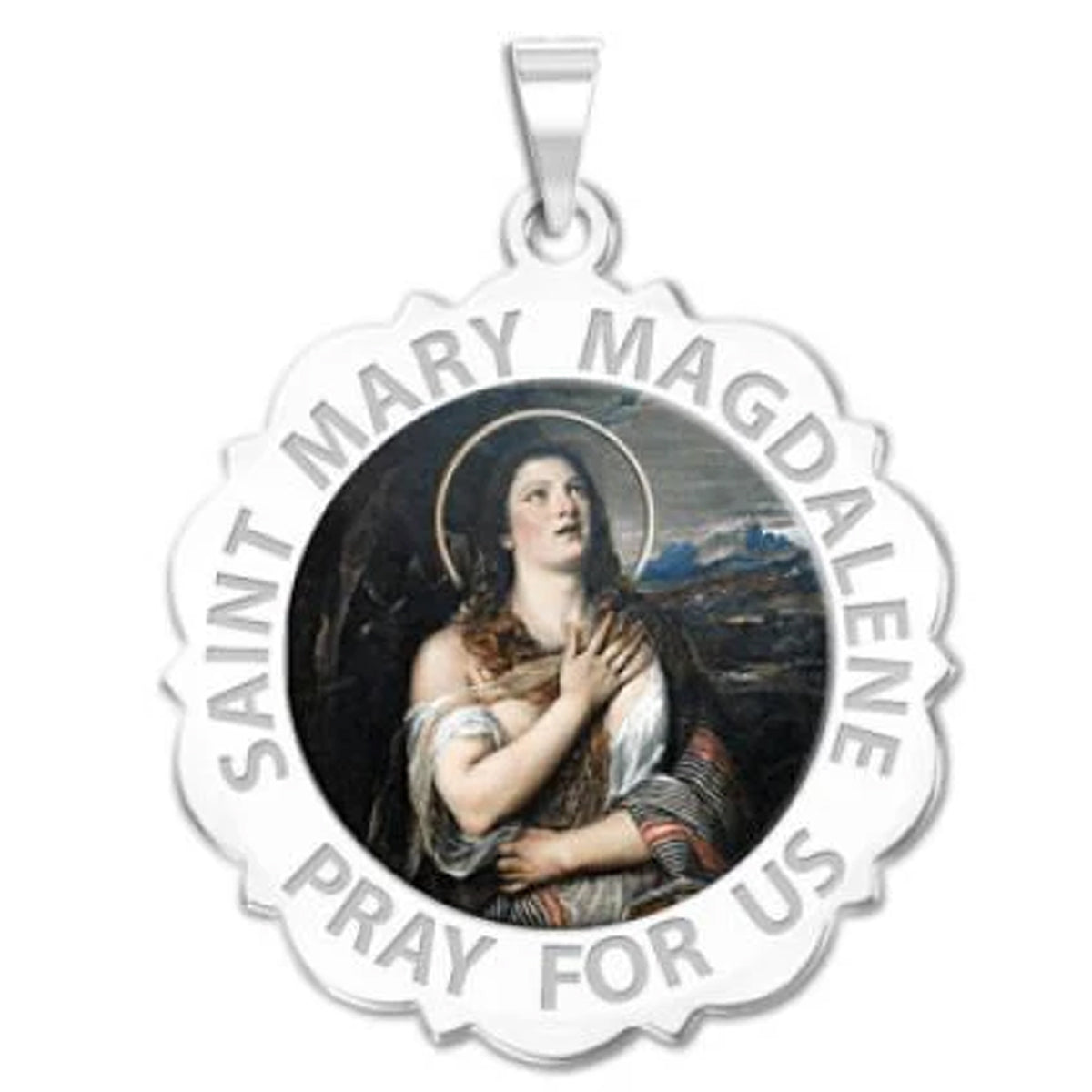 Saint Mary Magdalene Scalloped Medal "Color"