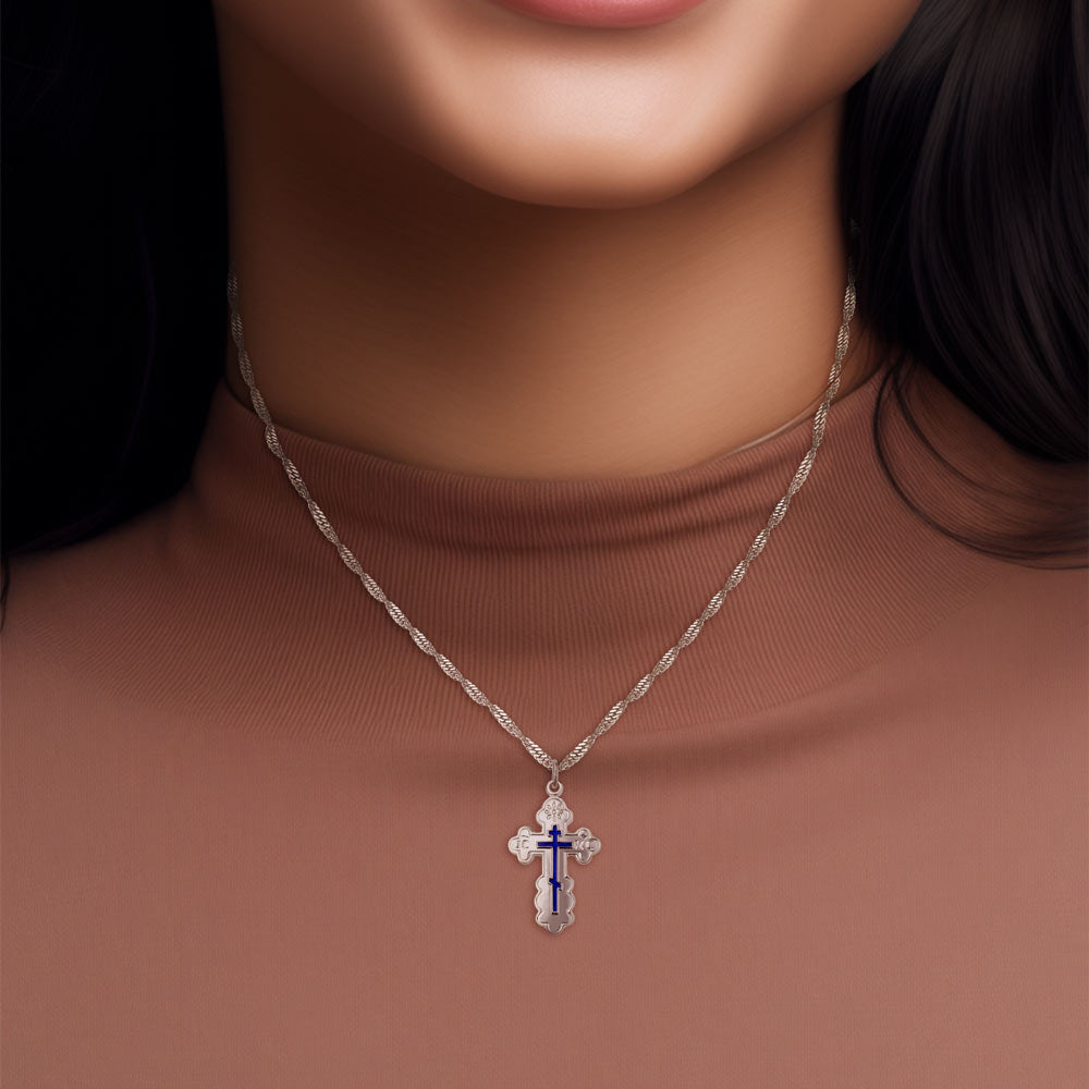 Medium Body Blue deals Enamel Cross + Anchor Chain Set. Russian Orthodox Jewelry. Save And Protect Prayer. Silver 925