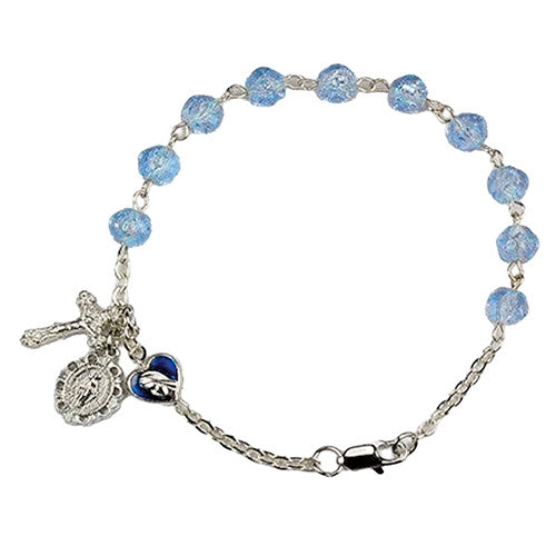7 1/2" BLUE ROSARY BRACELET