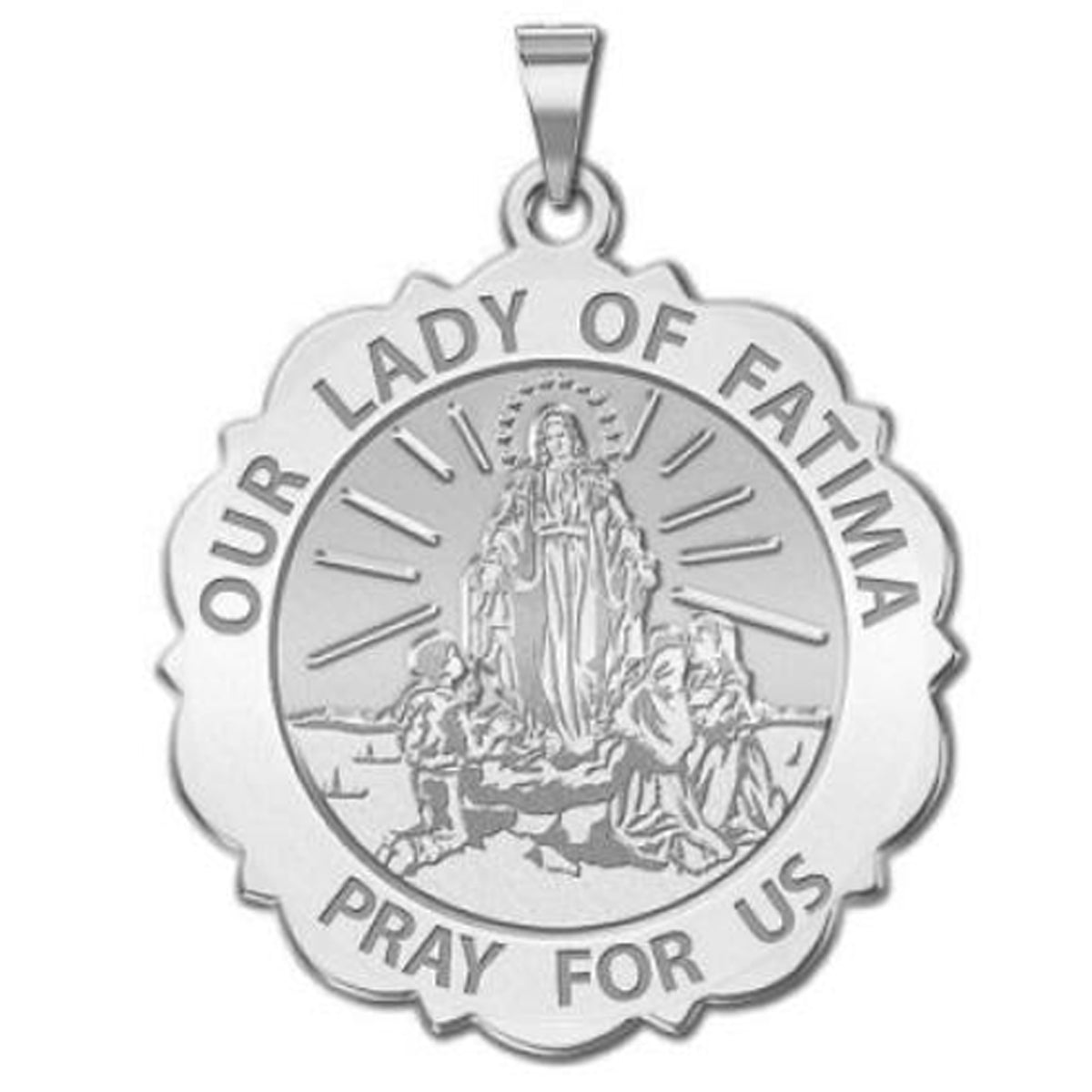 Our Lady of Fatima Scalloped Round Medal