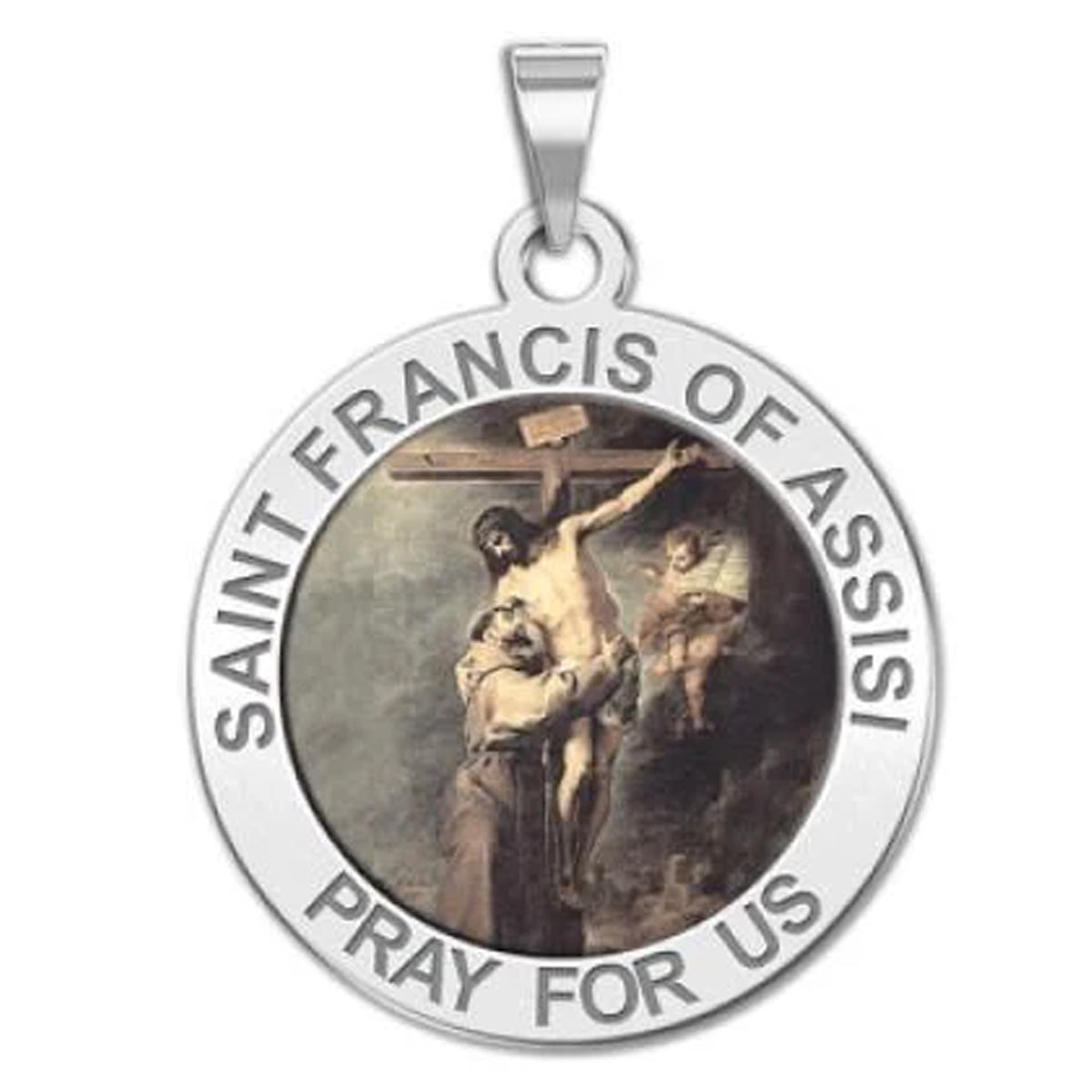Saint Francis of Assisi Medal - embracing Christ "Color"