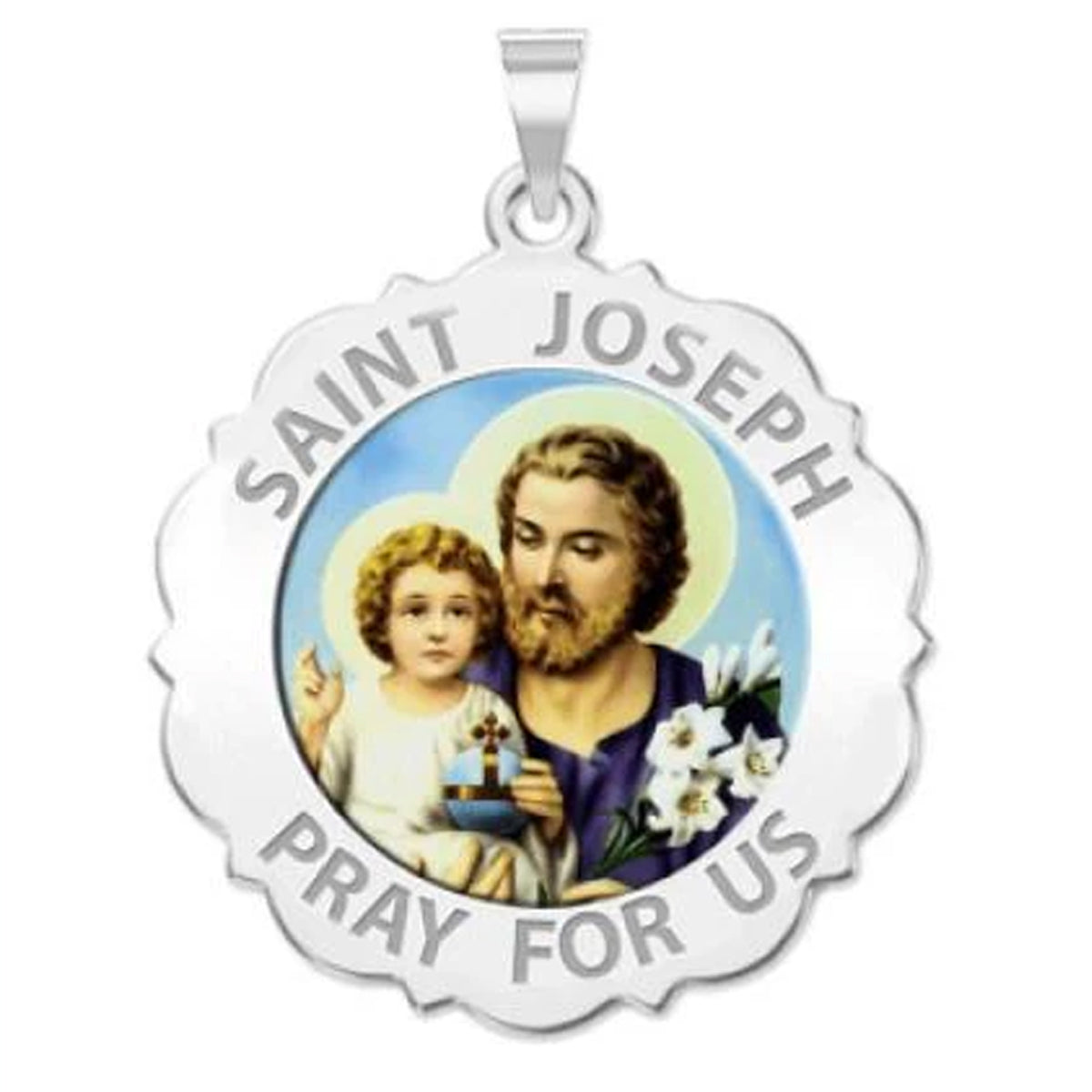 Saint Joseph Scalloped Medal "Color"