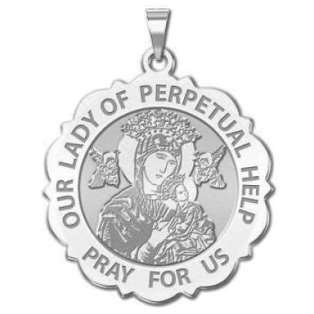 Our Lady of Perpetual Help Scalloped Round Medal