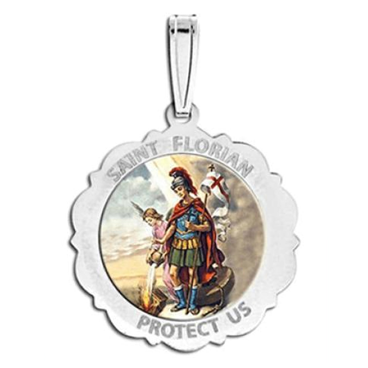 Saint Florian Scalloped Medal "Color"