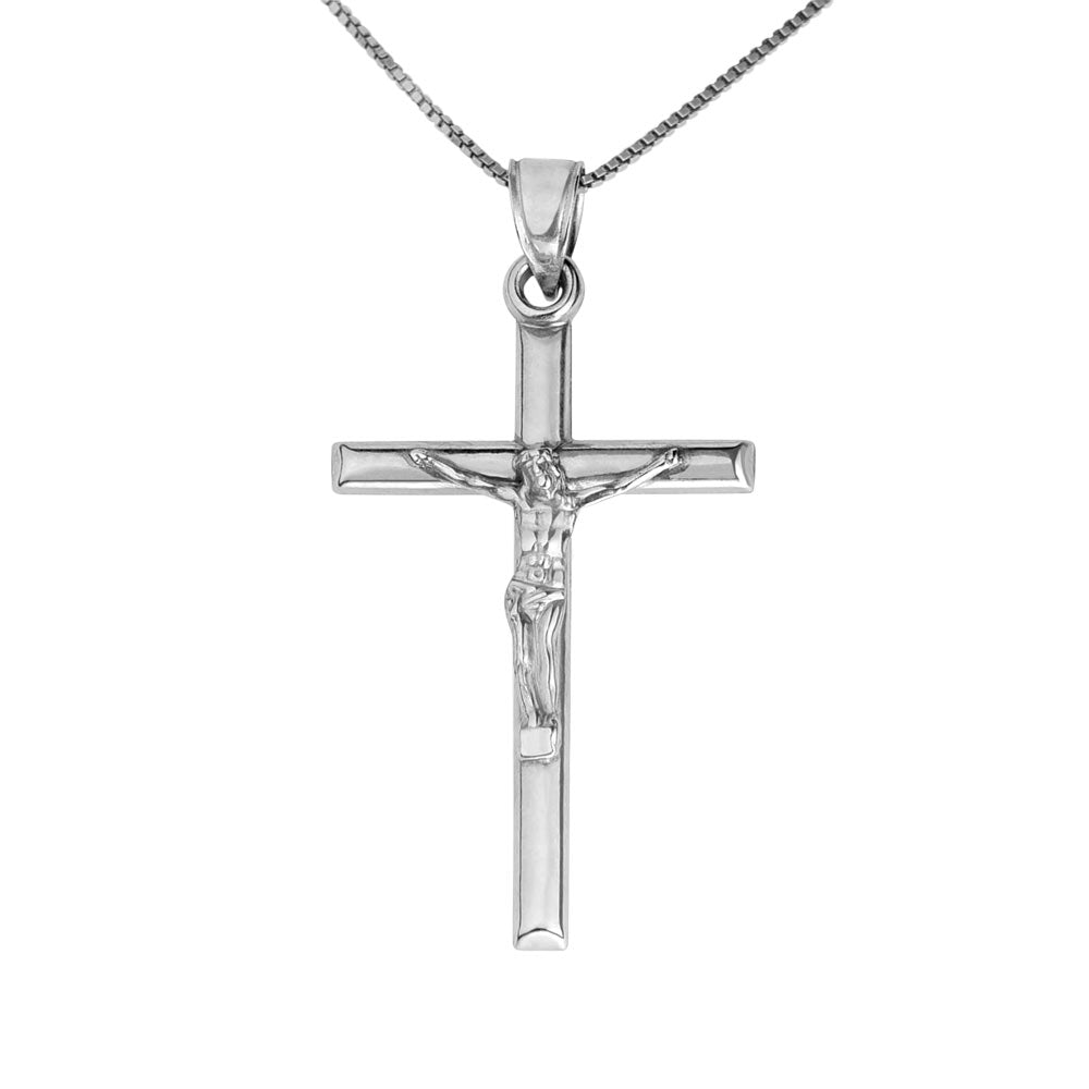 14k White Gold Crucifix Pendant