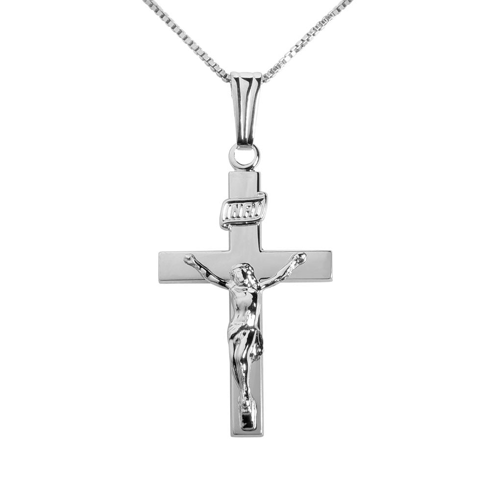 14K Yellow or White Gold Solid Crucifix Pendant