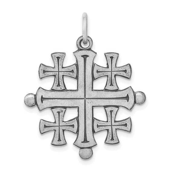 Antiqued Jerusalem Cross Pendant - Gold Plated